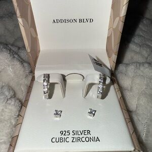 Addison Blvd Silver Cubic Zirconia Earring Set